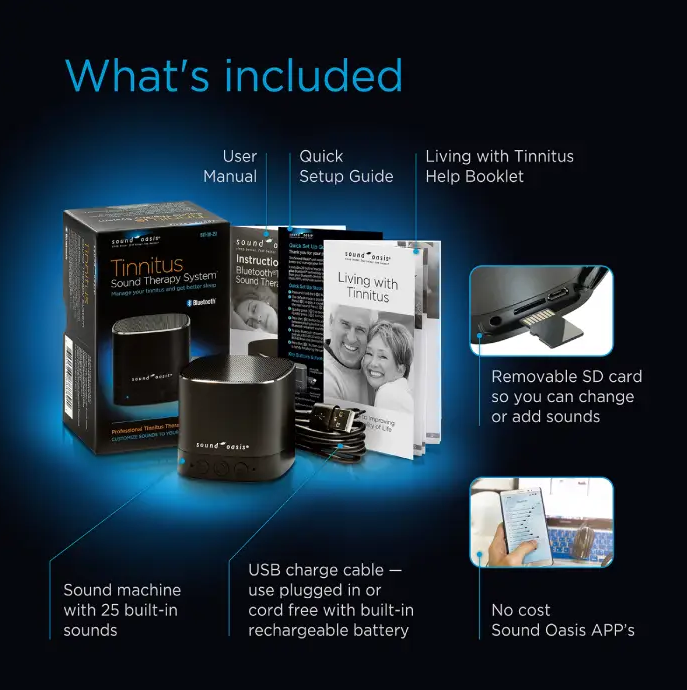 Sound Oasis Bluetooth Tinnitus Sound Therapy System BST-80-20T
